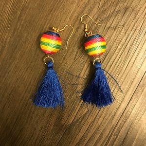 NWT-2 PAIRS Royal Blue + Turquoise Tassel Earrings